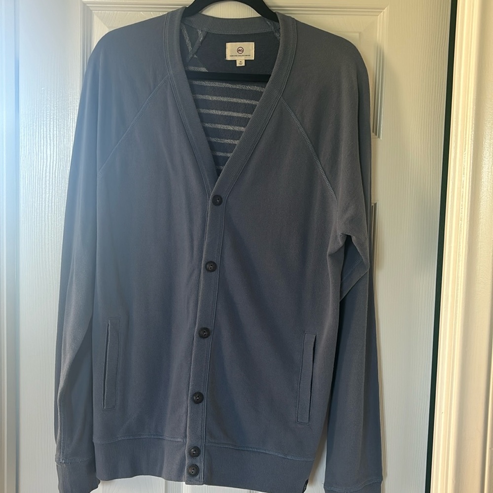 NWOT AG cotton/modal blue sweatshirt cardigan size medium